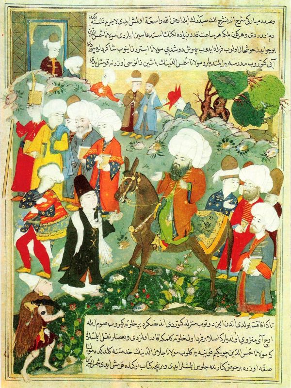 incontro Rumi e Shams di Tabriz miniatura storica persiana